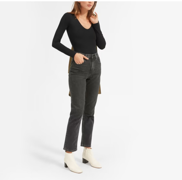 Everlane Tops - Everlane Womens Bodysuit Small Black Long Sleeve Supima Cotton NWT